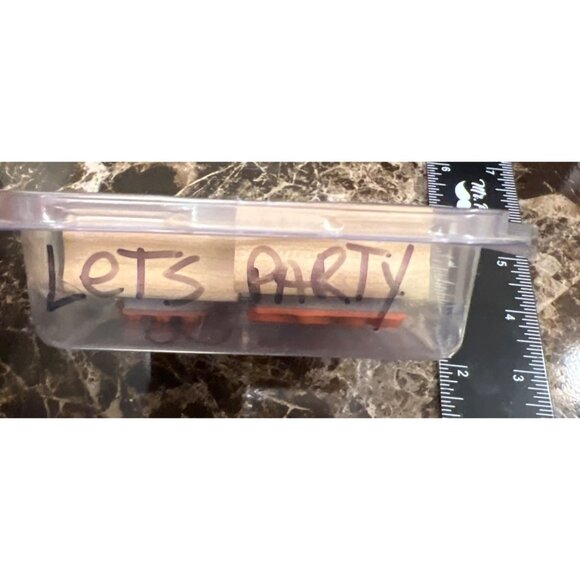 Stampin Up! 2003 Wood mounted Rubber Stamp set of 4 Let's Party - Picture 8 of 9